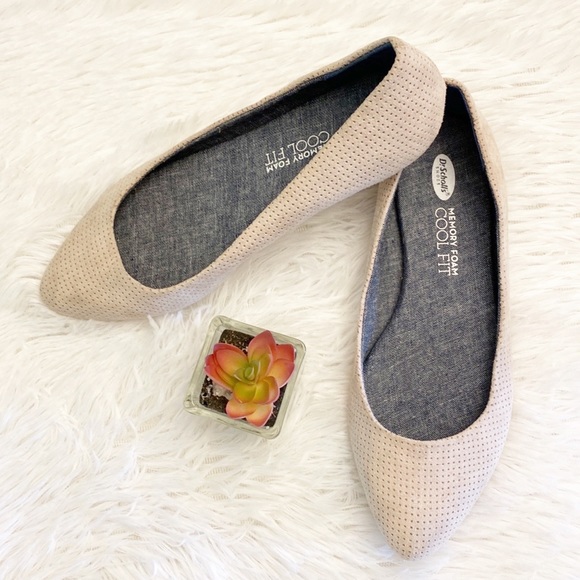 Dr. Scholl's Shoes - Dr. Scholl’s | off White perforated suede pointed toe ballet flats women’s 6.5